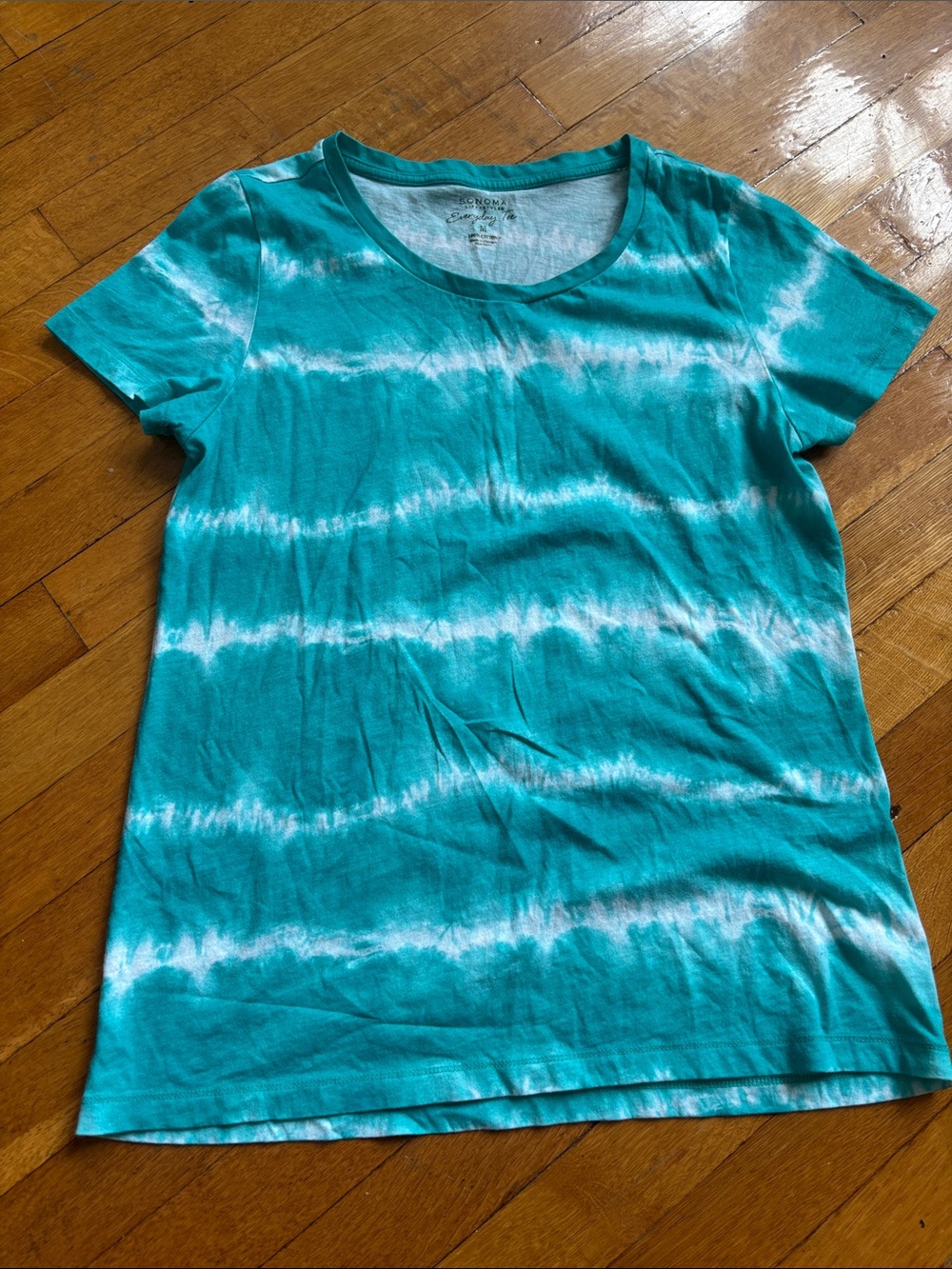 Sonoma Teal & White Tie-Dye Short Sleeve Tee